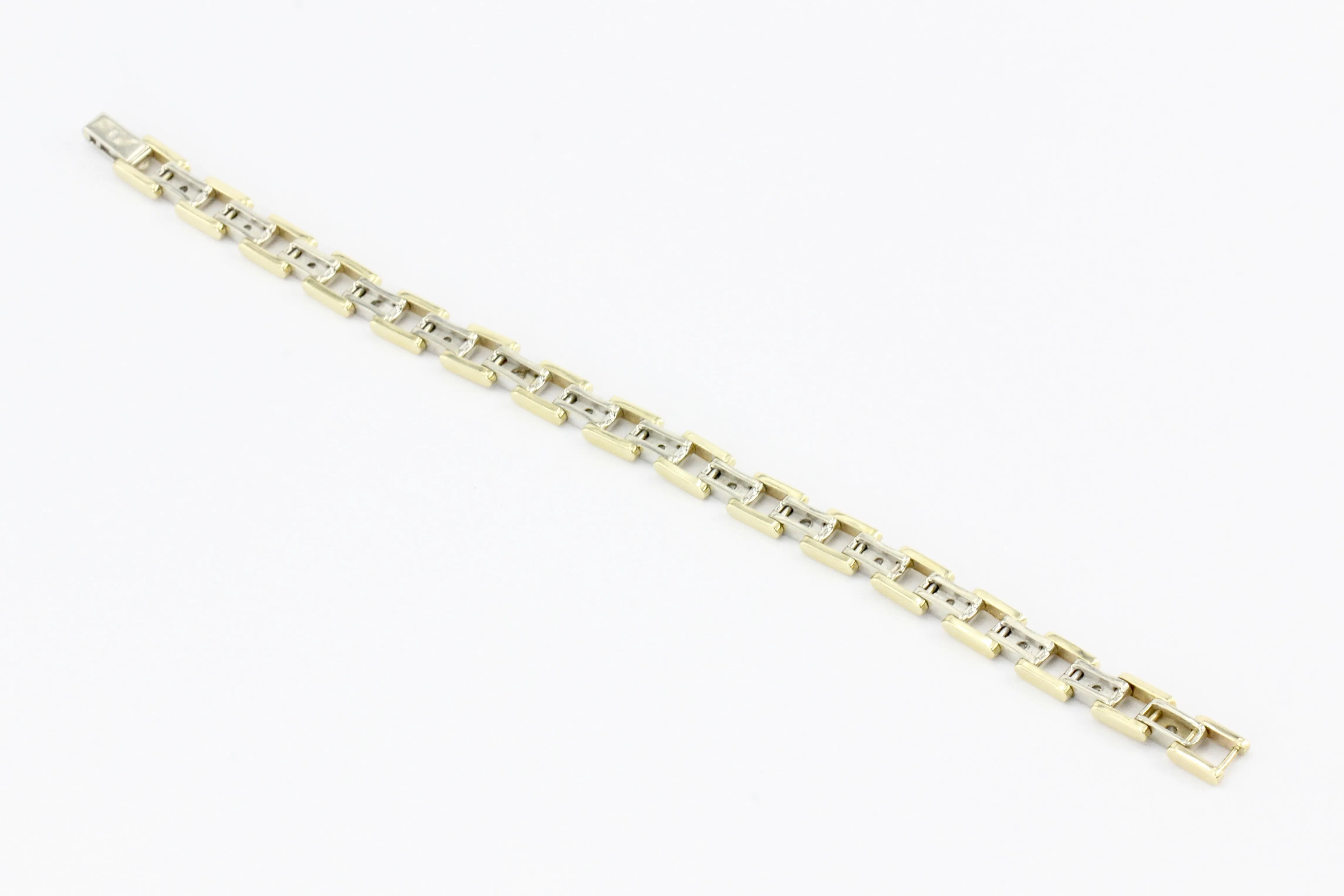 Men's 14K White & Yellow Gold Station Diamond Bracelet
