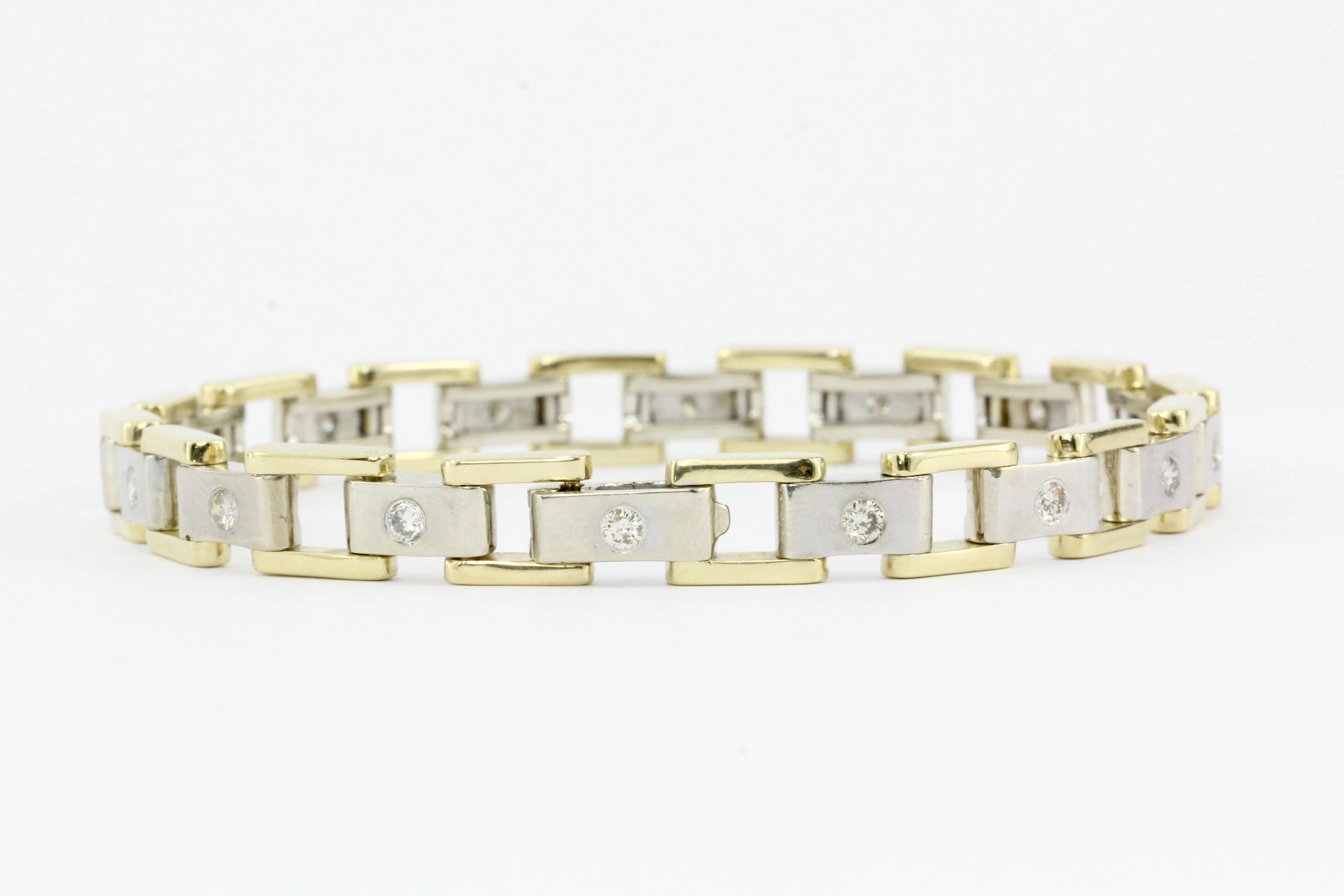 Men's 14K White & Yellow Gold Station Diamond Bracelet