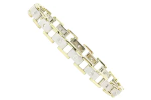 Men's 14K White & Yellow Gold Station Diamond Bracelet