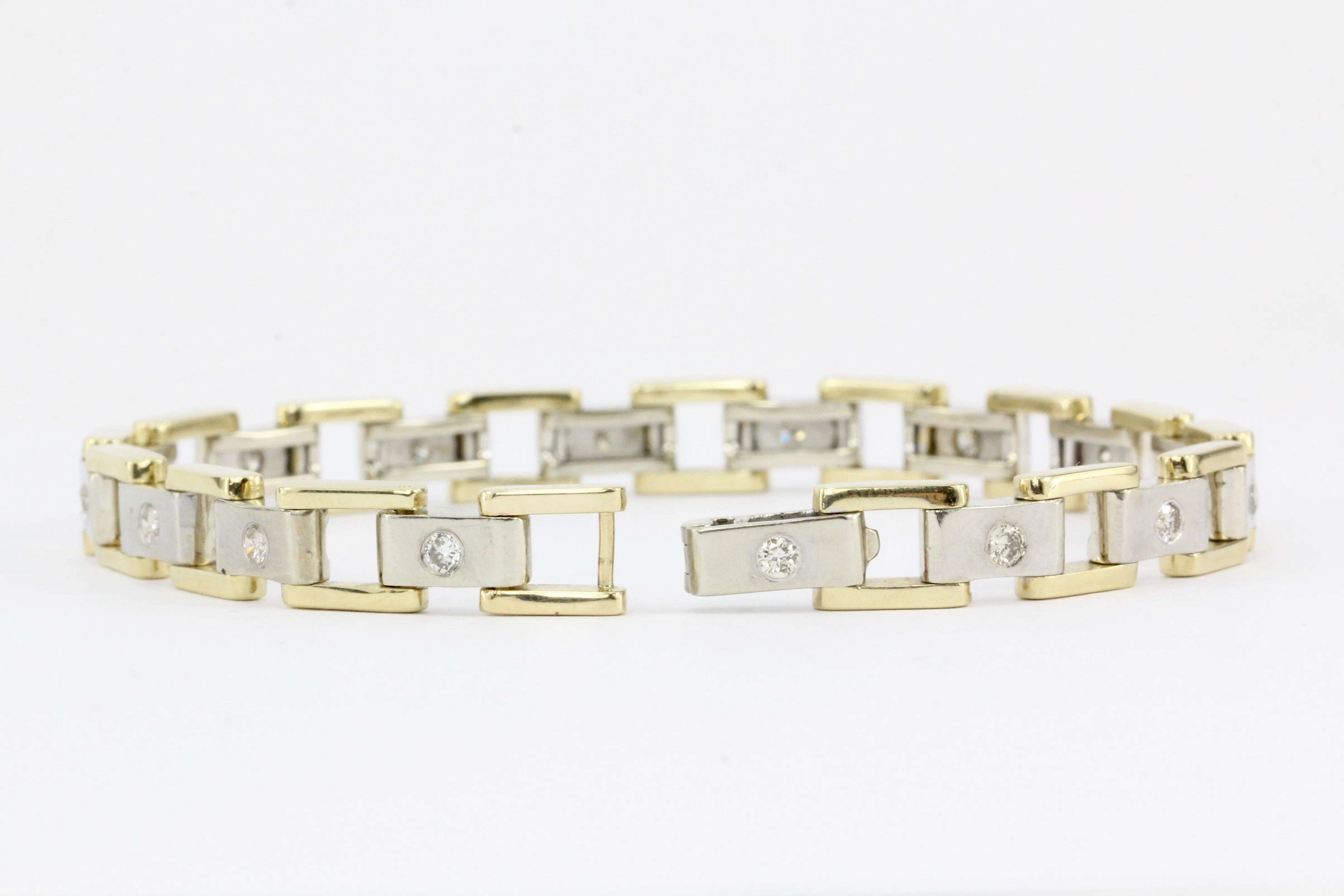 Men's 14K White & Yellow Gold Station Diamond Bracelet