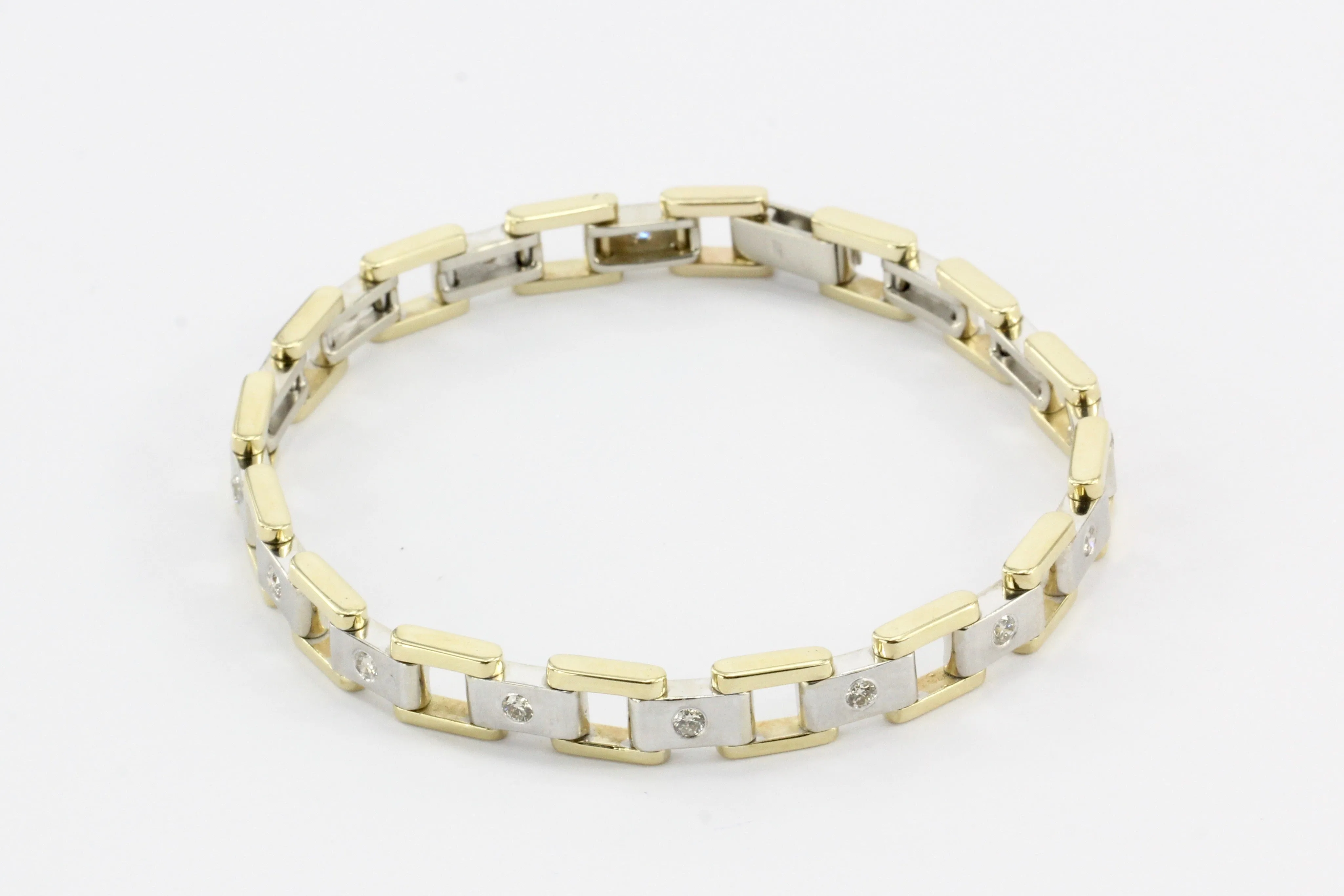 Men's 14K White & Yellow Gold Station Diamond Bracelet