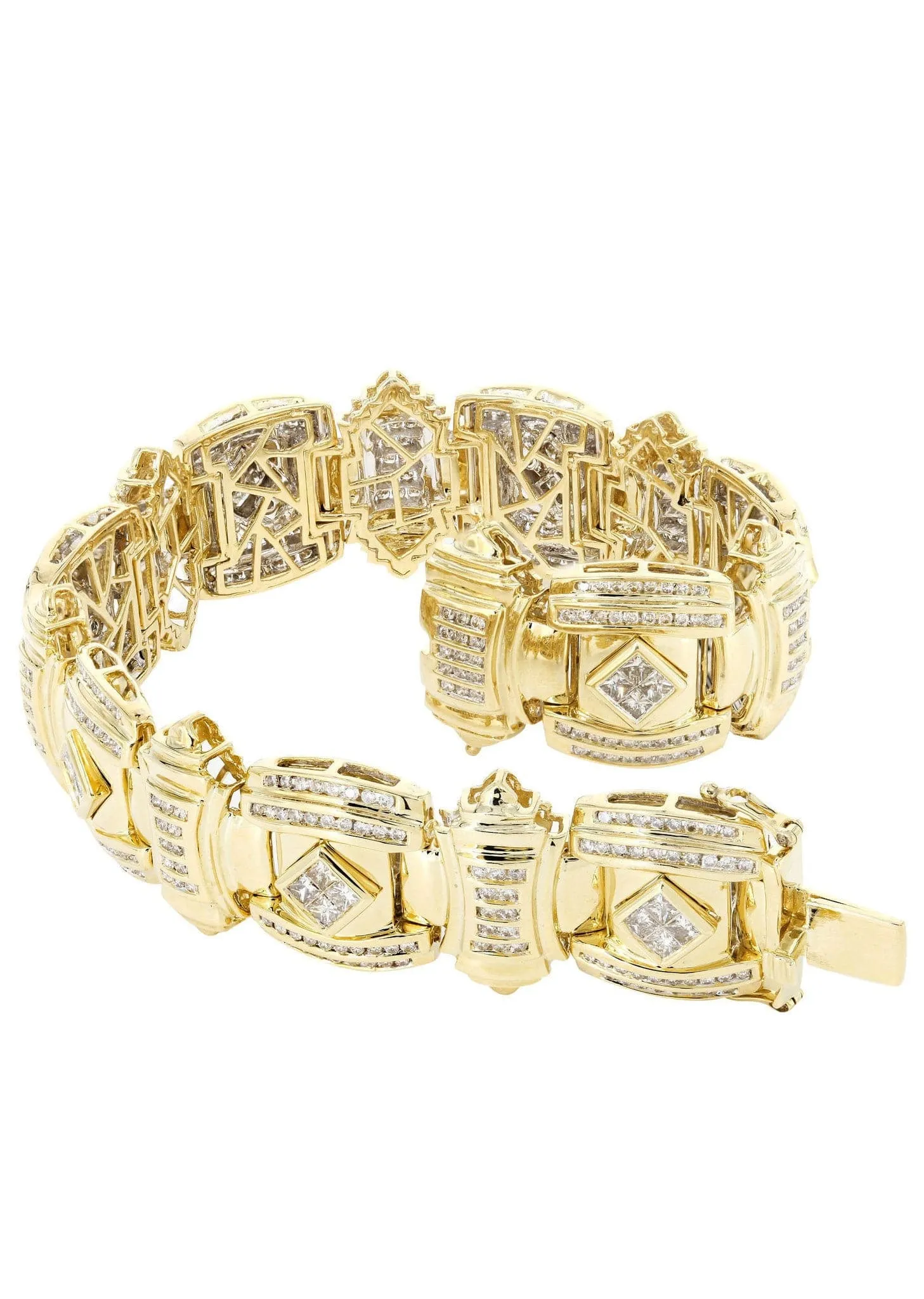 Mens Diamond Bracelet Yellow Gold| 3.31 Carats| 74.91 Grams