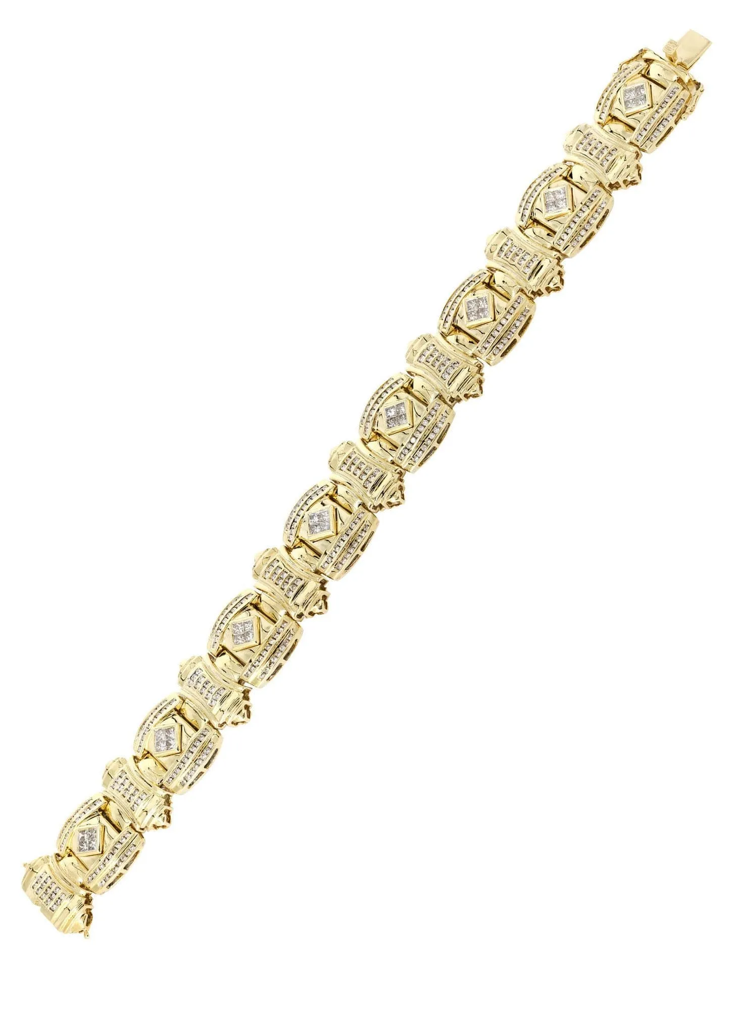 Mens Diamond Bracelet Yellow Gold| 3.31 Carats| 74.91 Grams