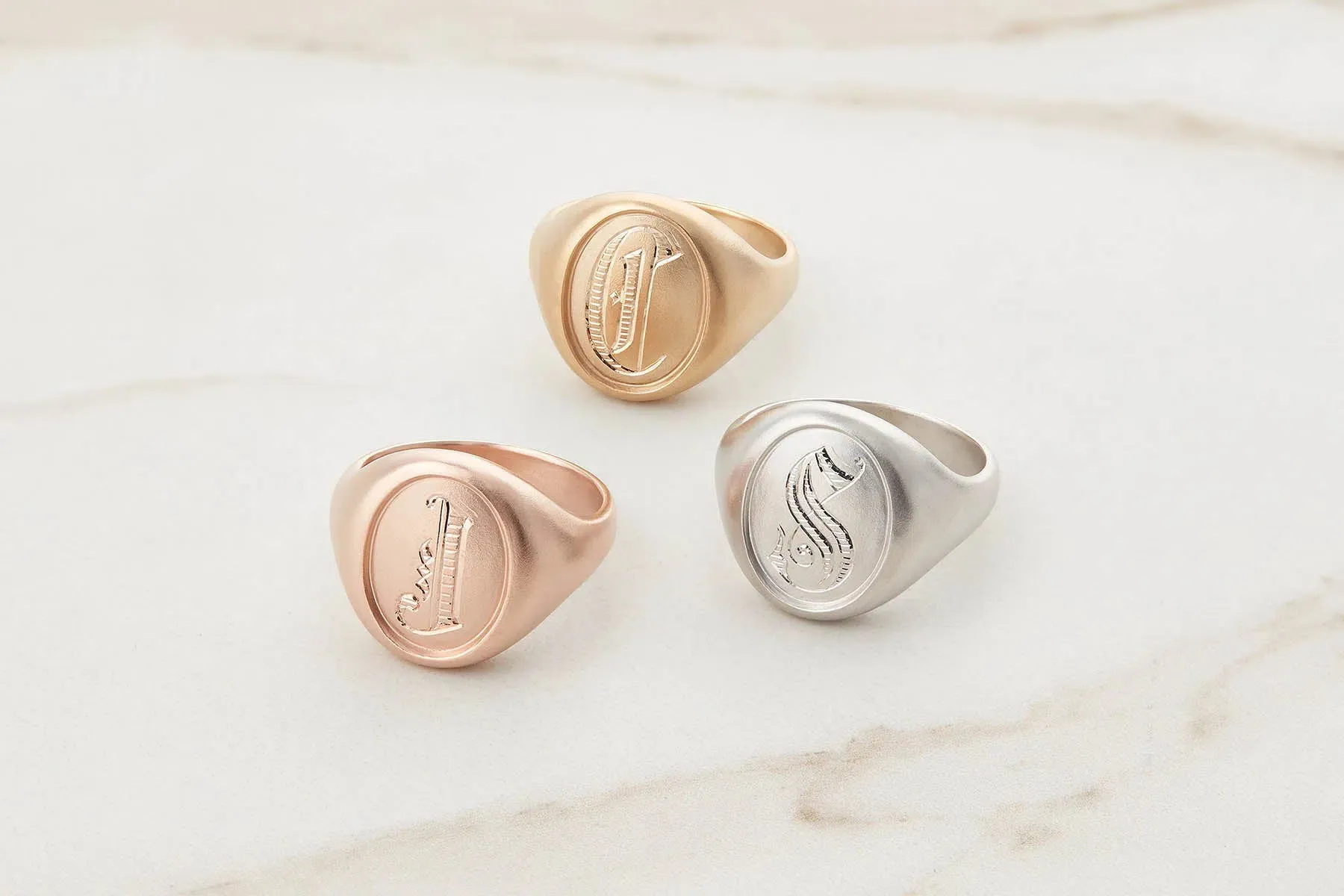 Men's Oval Signet Ring in White Gold