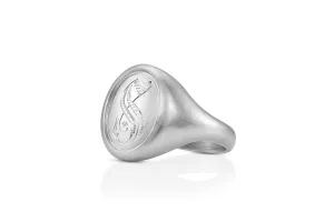 Men's Oval Signet Ring in White Gold