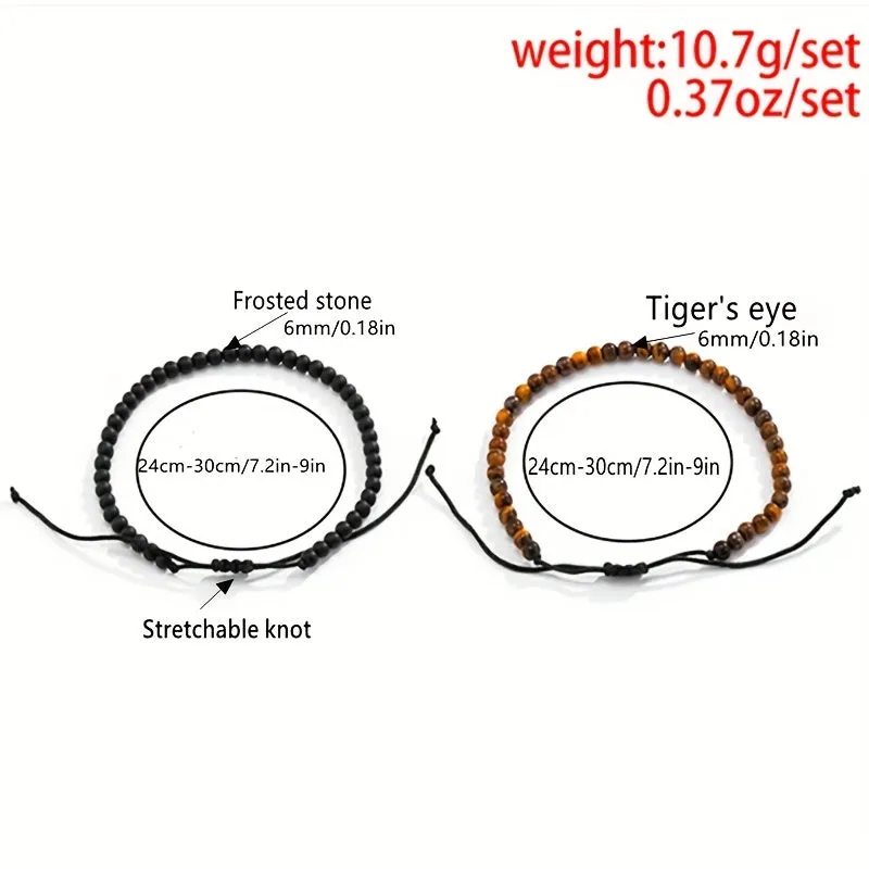 Men's Tiger Stone Beaded Double Layer Anklet Adjustable Beach Anklet