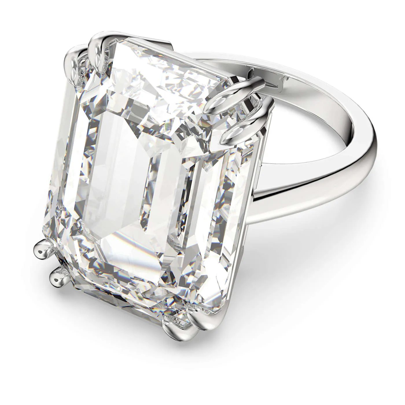 Mesmera cocktail ring Octagon cut, White, Rhodium plated
