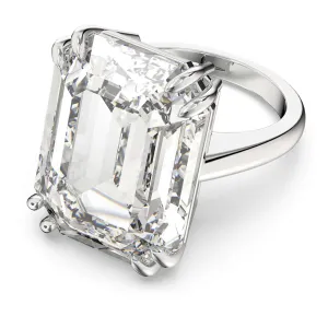 Mesmera cocktail ring Octagon cut, White, Rhodium plated