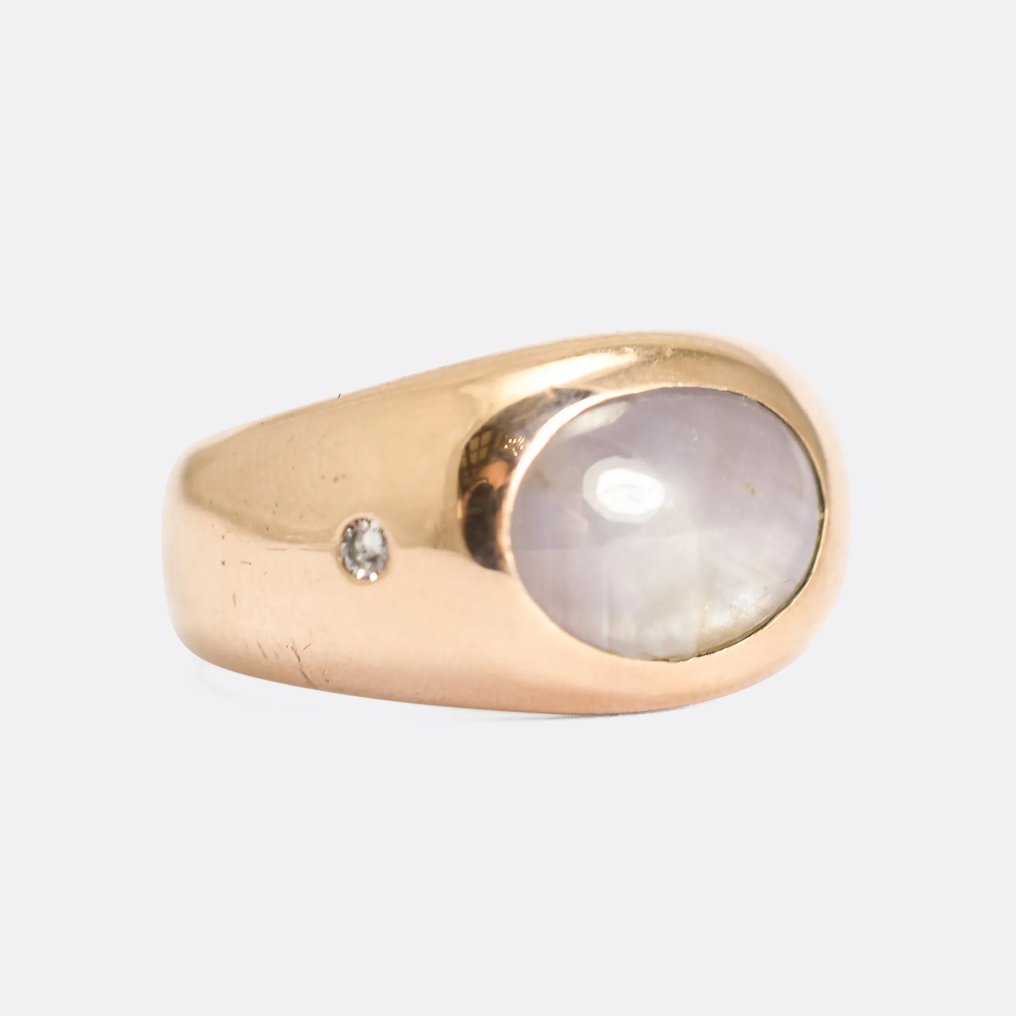 Mid-Century Star Sapphire Signet Ring