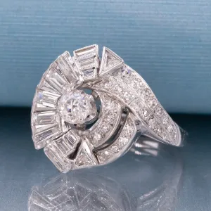 Midcentury 1.50 Carat Diamond Swirl Ring