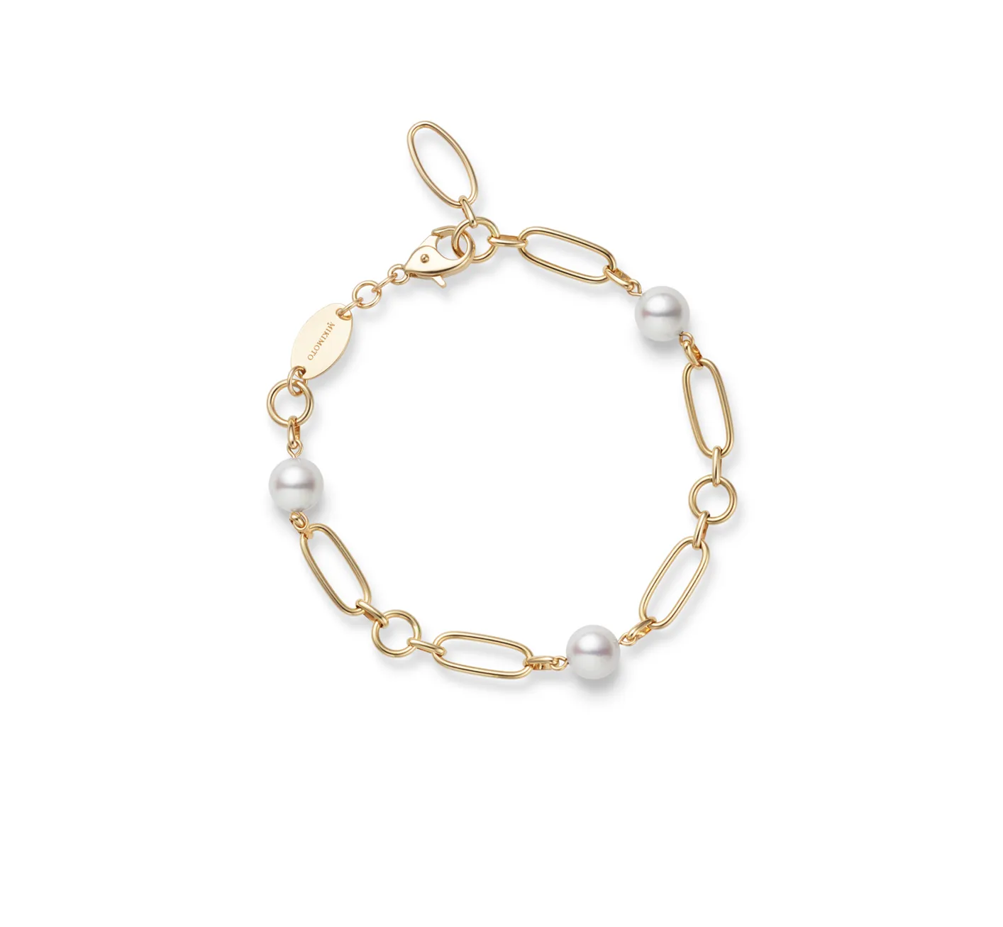 Mikimoto 18K Yellow Gold 6.5mm Akoya Pearl Station Chain Bracelet