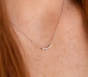 Mini Curved Diamond Bar Necklace
