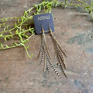 Mini Feather Earrings in Grizzly