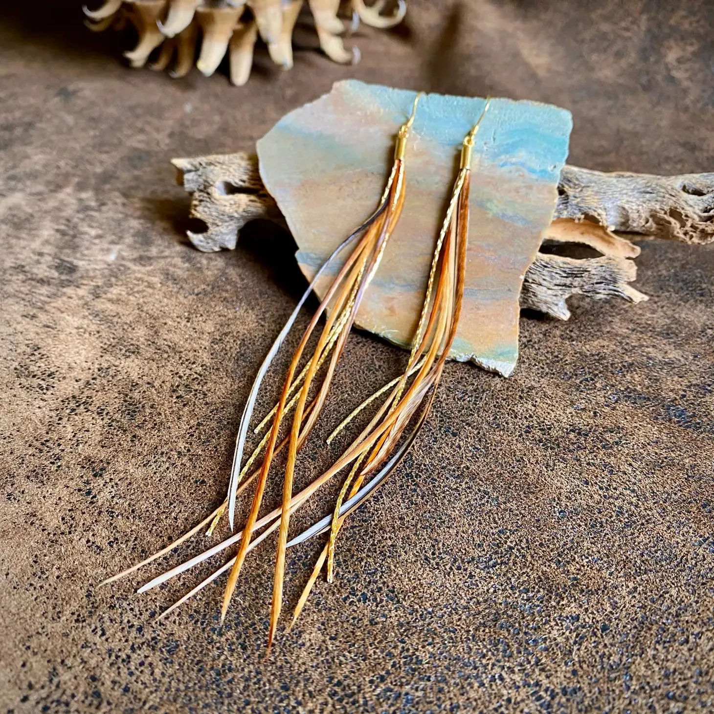Mini Feather Earrings in Natural Mix