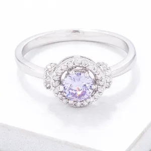 Mini Lavender CZ 4mm Halo Ring