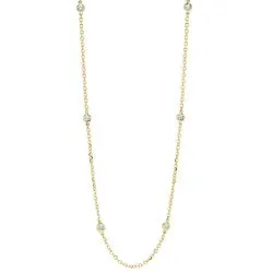 Miss Mimi Sterling Silver/14K Yellow or Rose Gold Vermeil Station Necklace 18"