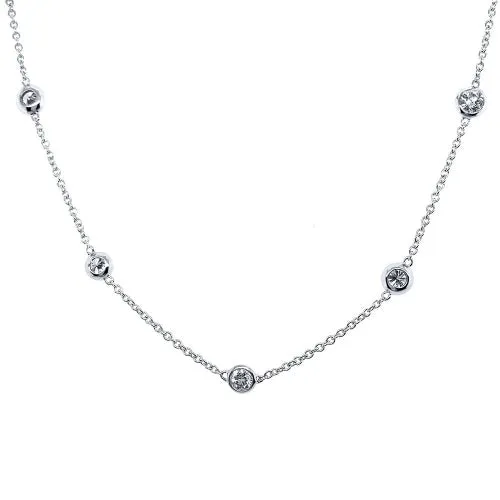 Miss Mimi Sterling Silver/14K Yellow or Rose Gold Vermeil Station Necklace 18"