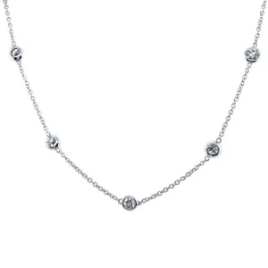 Miss Mimi Sterling Silver/14K Yellow or Rose Gold Vermeil Station Necklace 18"
