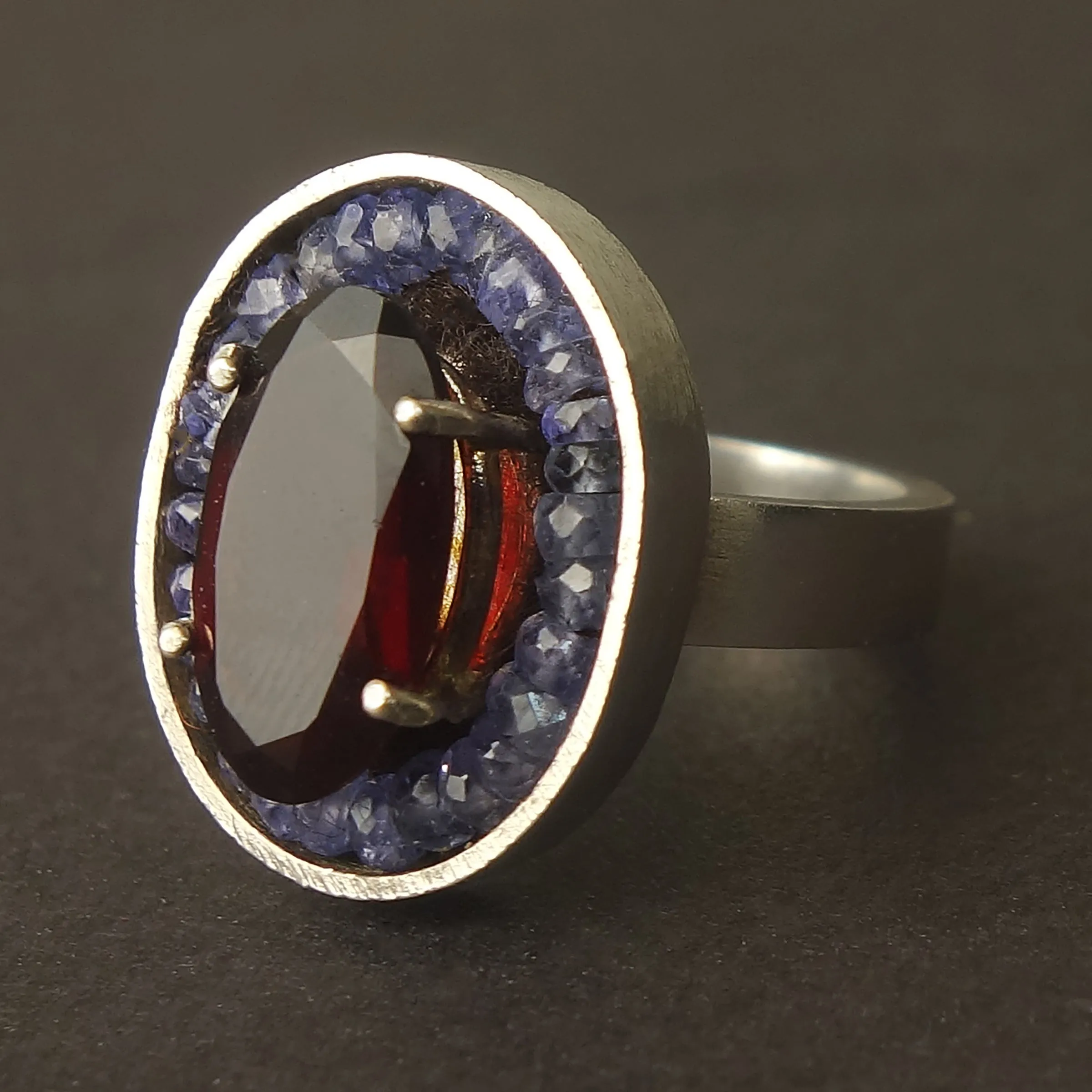Miss Sparks A Lot: Garnet and Tanzanite mosaic ring