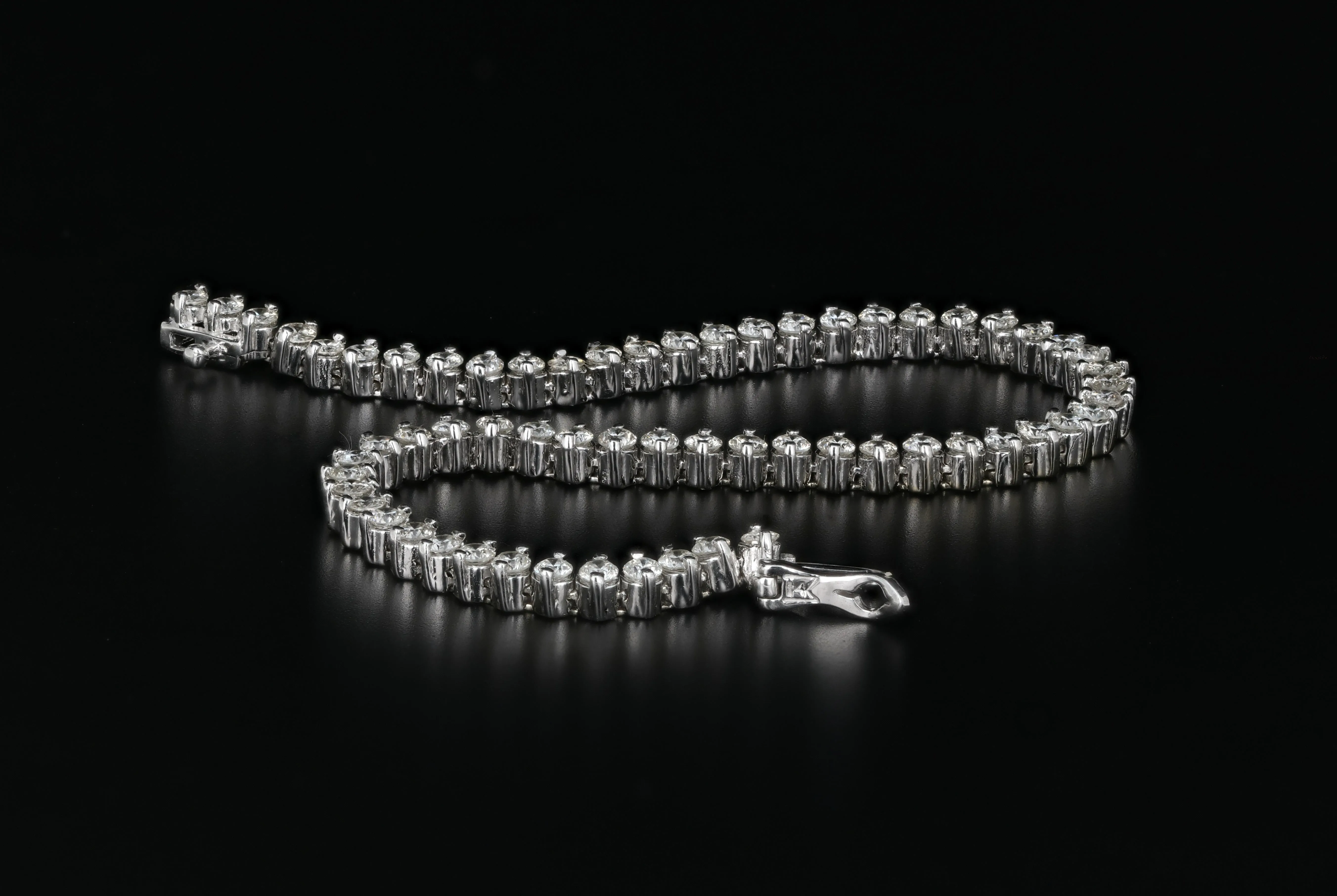 Modern 14K White Gold 3.75 Carat Diamond Weight Total Tennis Bracelet