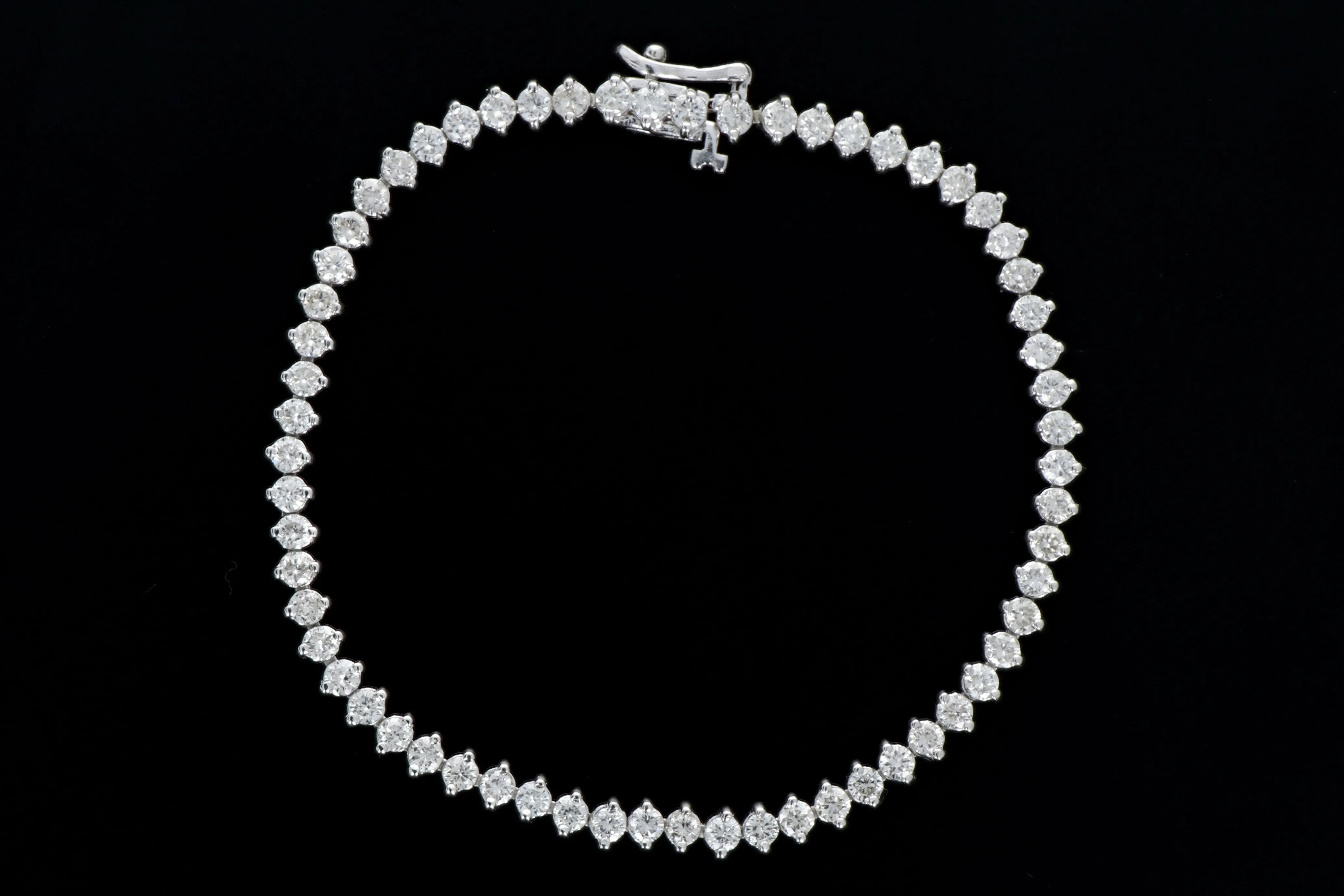 Modern 14K White Gold 3.75 Carat Diamond Weight Total Tennis Bracelet