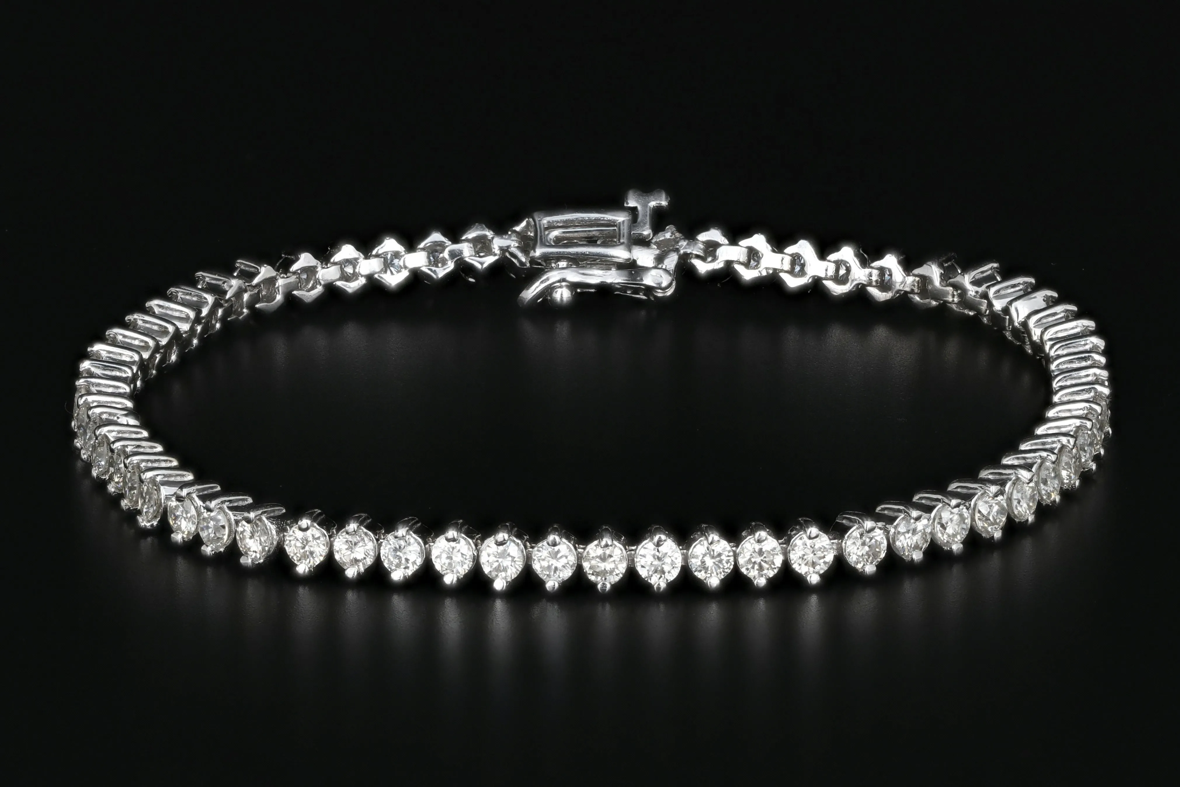Modern 14K White Gold 3.75 Carat Diamond Weight Total Tennis Bracelet