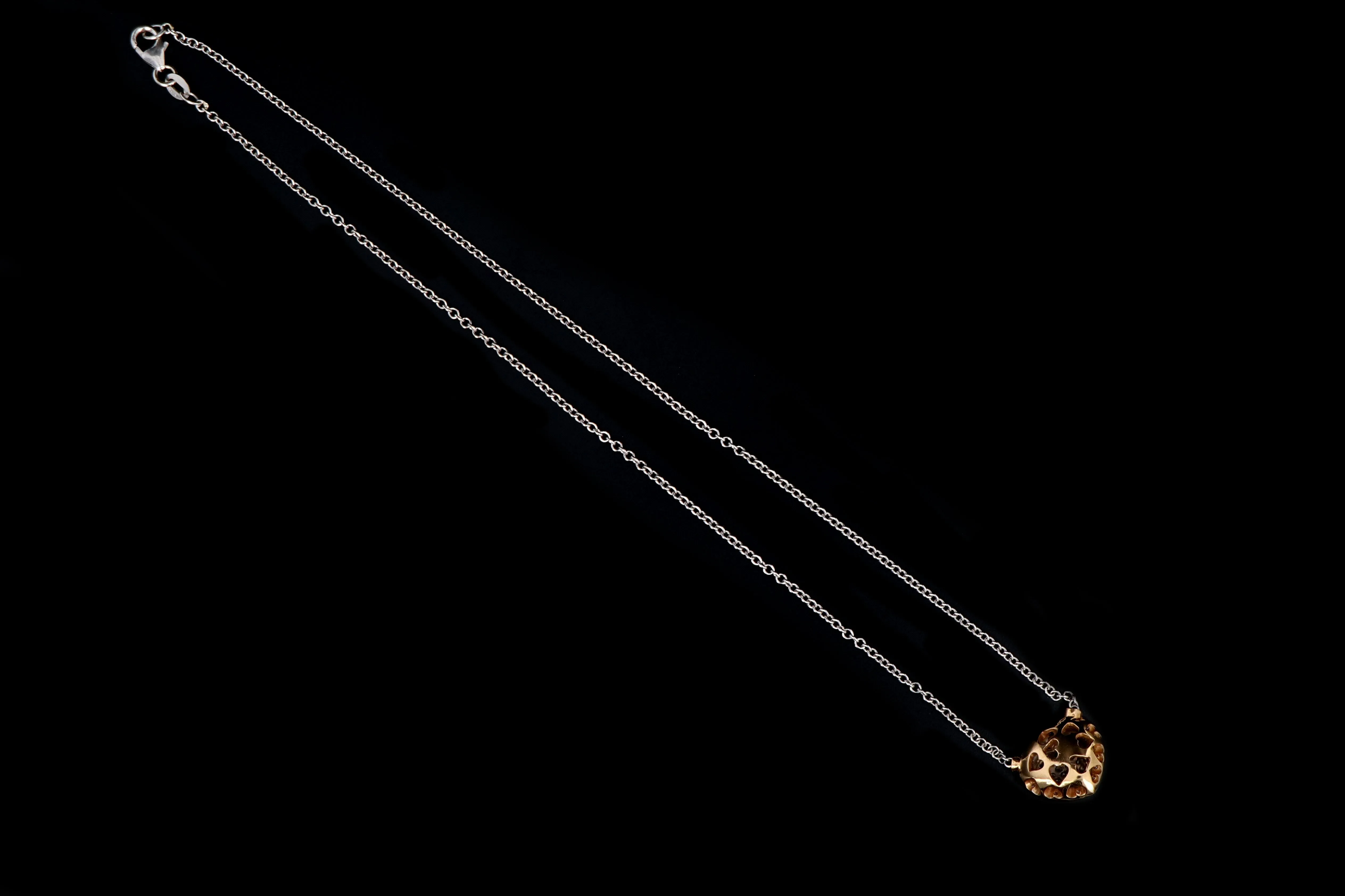 Modern 18K White and Rose Gold .75CTW Diamond Heart Pendant