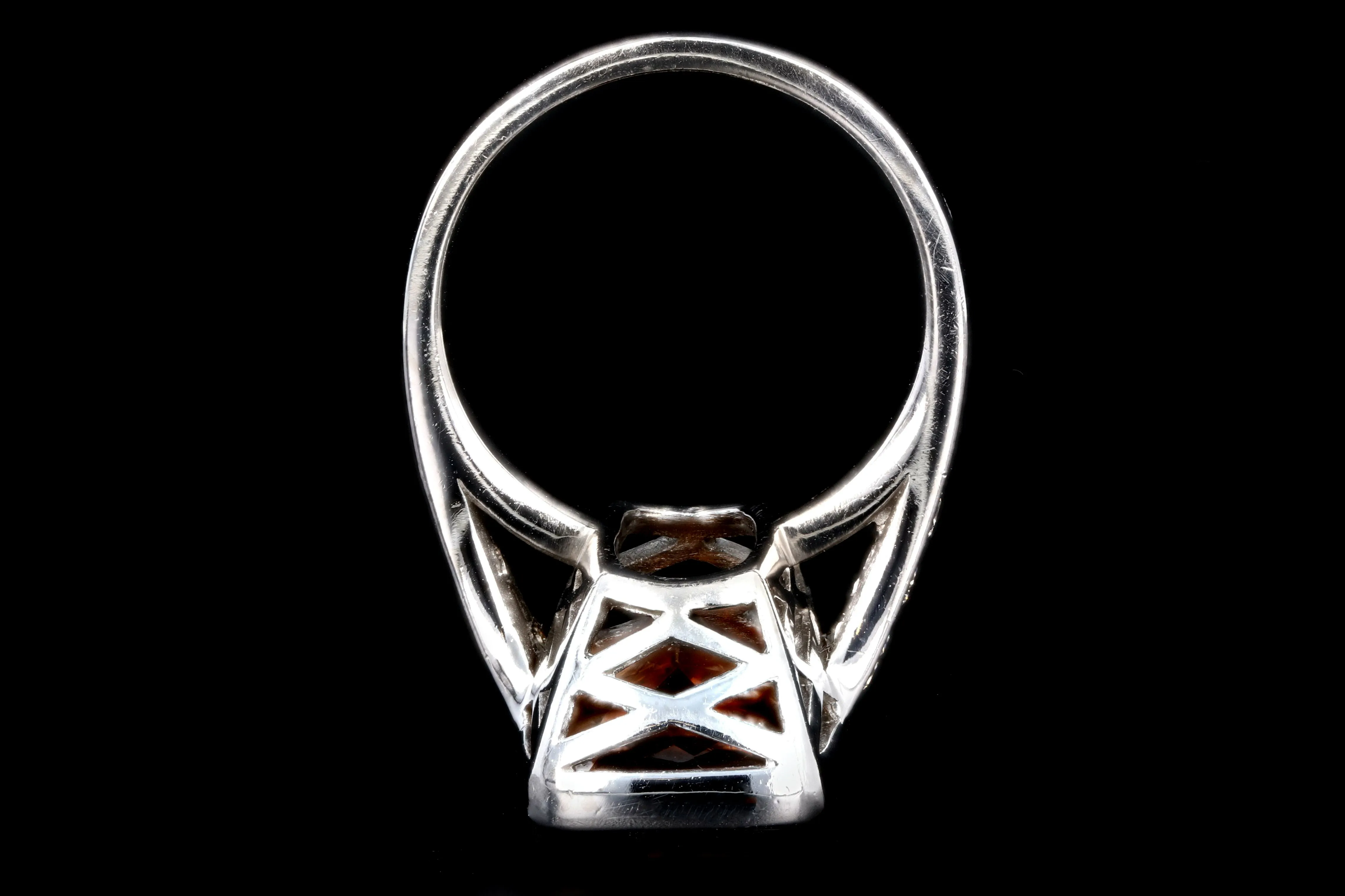 Modern 18K White Gold 11.2 Carat Citrine and Diamond Cocktail Ring