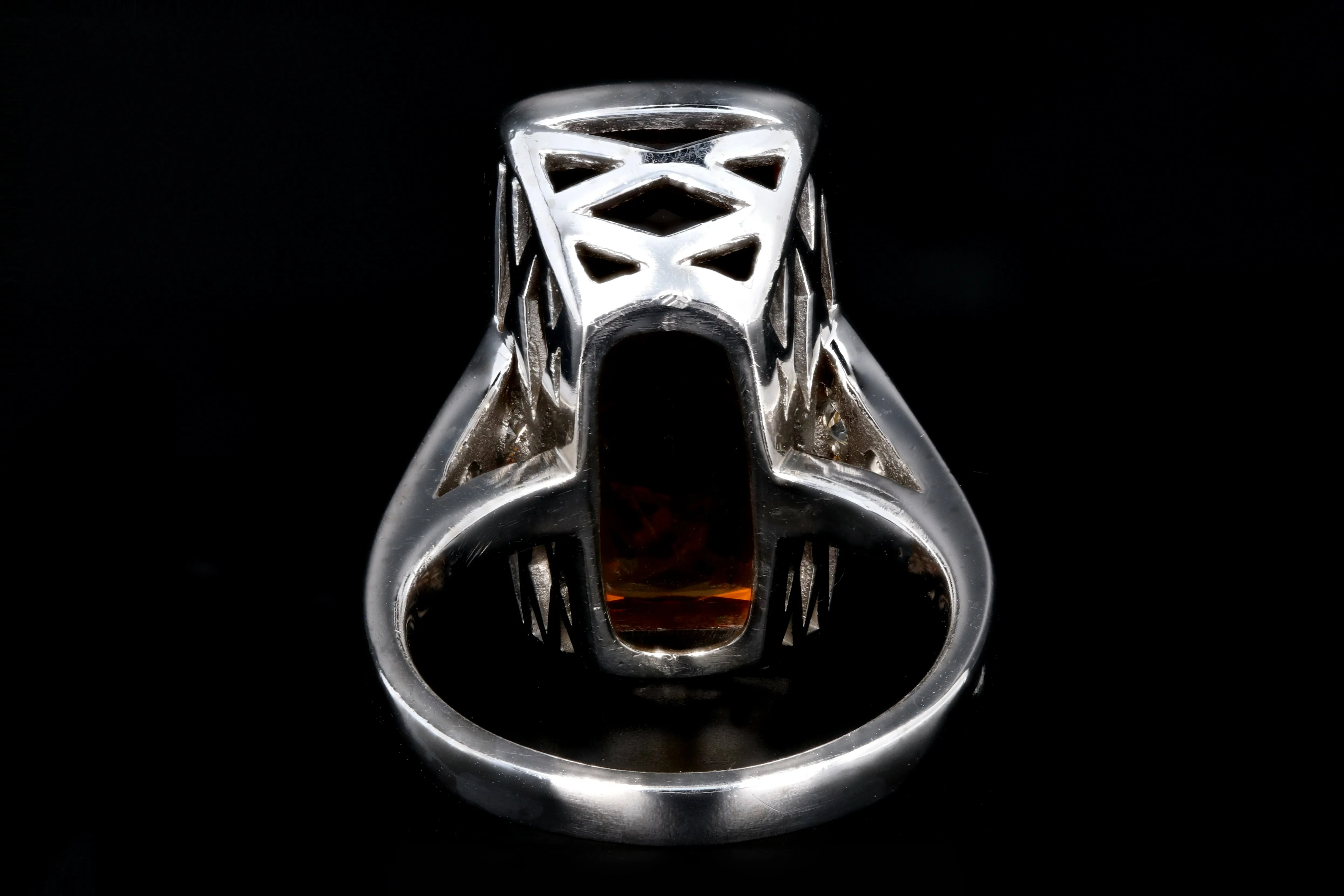 Modern 18K White Gold 11.2 Carat Citrine and Diamond Cocktail Ring
