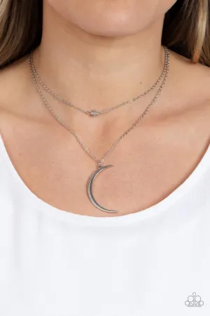 Modern Moonbeam - Silver - Dainty Bead Moon Tiered Paparazzi Short Necklace