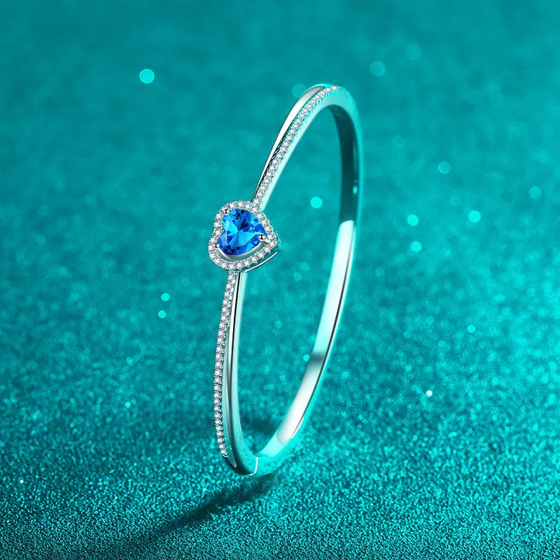 Moissanite Diamond Bracelet; Blue Sapphire Moissanite Bracelet-BM010