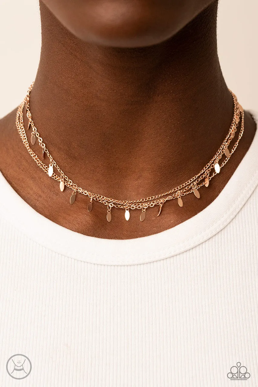Monochromatic Magic Rose Gold Paparazzi Choker Necklace