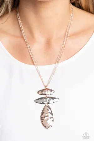 Monochromatic Model - Multi - Mixed Metal Hammered Short Paparazzi Necklace