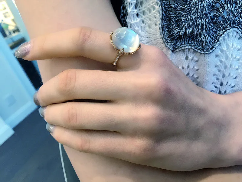 Moonstone and Diamond Ring