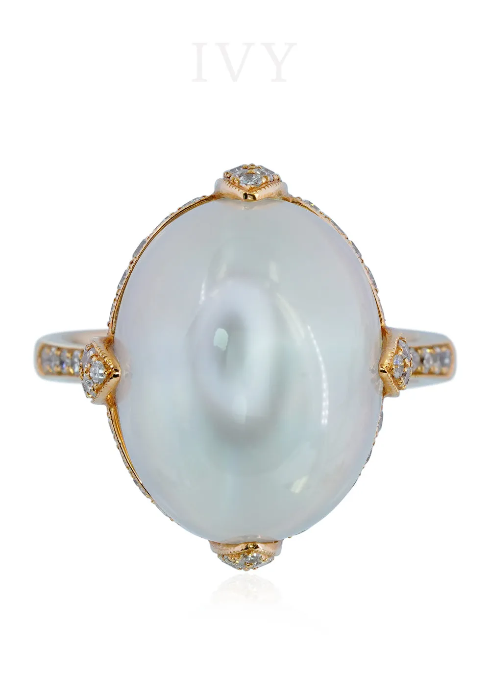 Moonstone and Diamond Ring