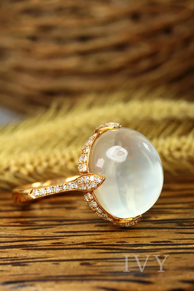 Moonstone and Diamond Ring