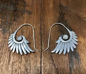 Moonstone Wing Feather Earrings