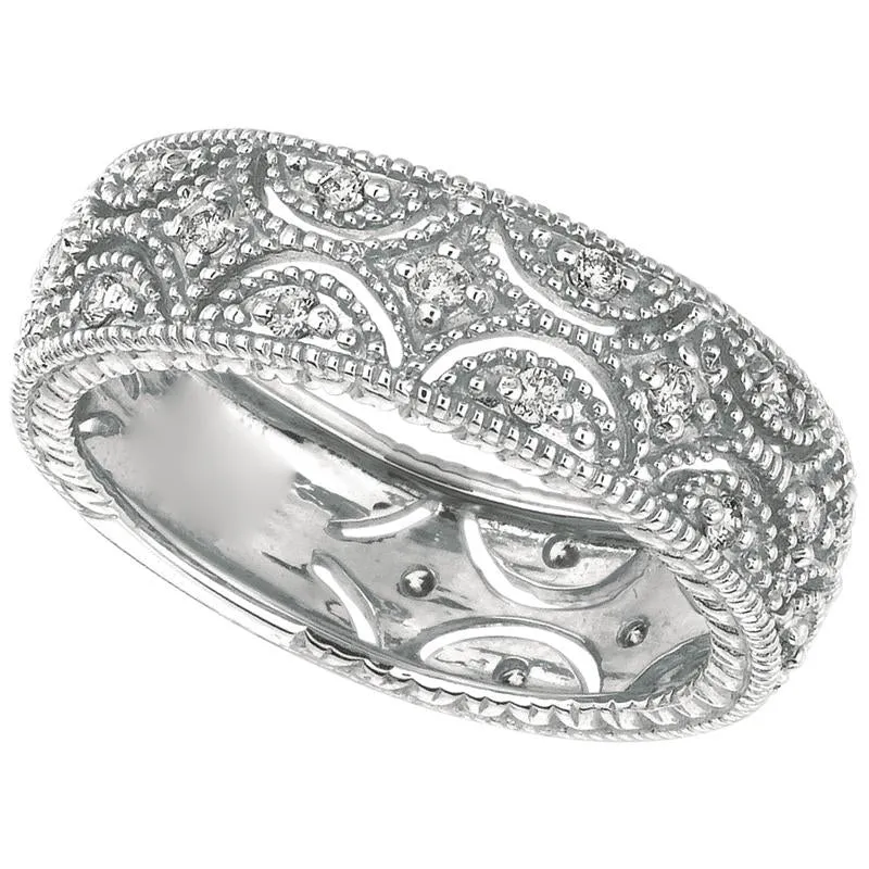Morris & David 0.34 Carat Natural Diamond Eternity Ring Band G-H SI 14K White Gold
