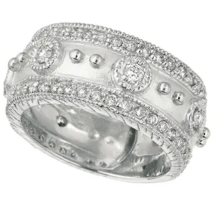Morris & David 1.06 Carat Natural Diamond Byzantine Band G SI 14K White Gold