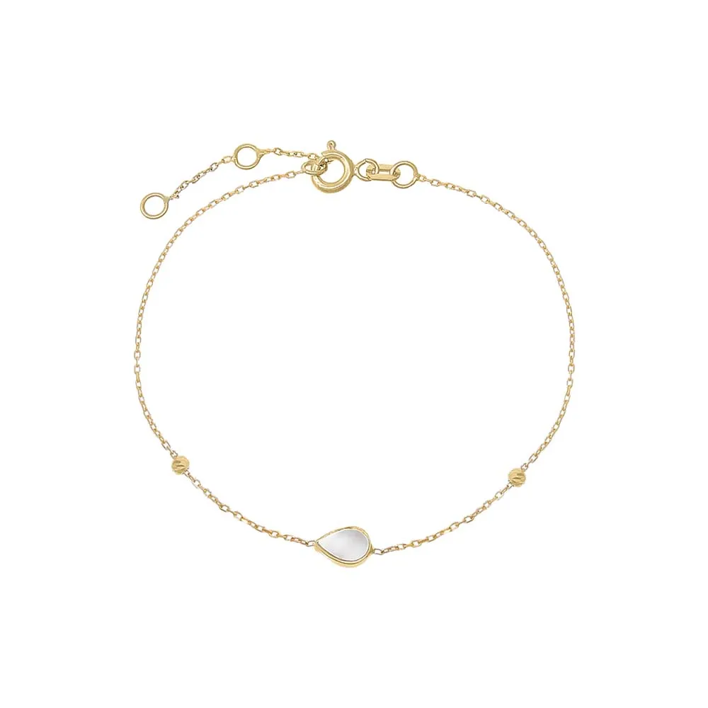 Mother Of Pearl Pear Bracelet 14K