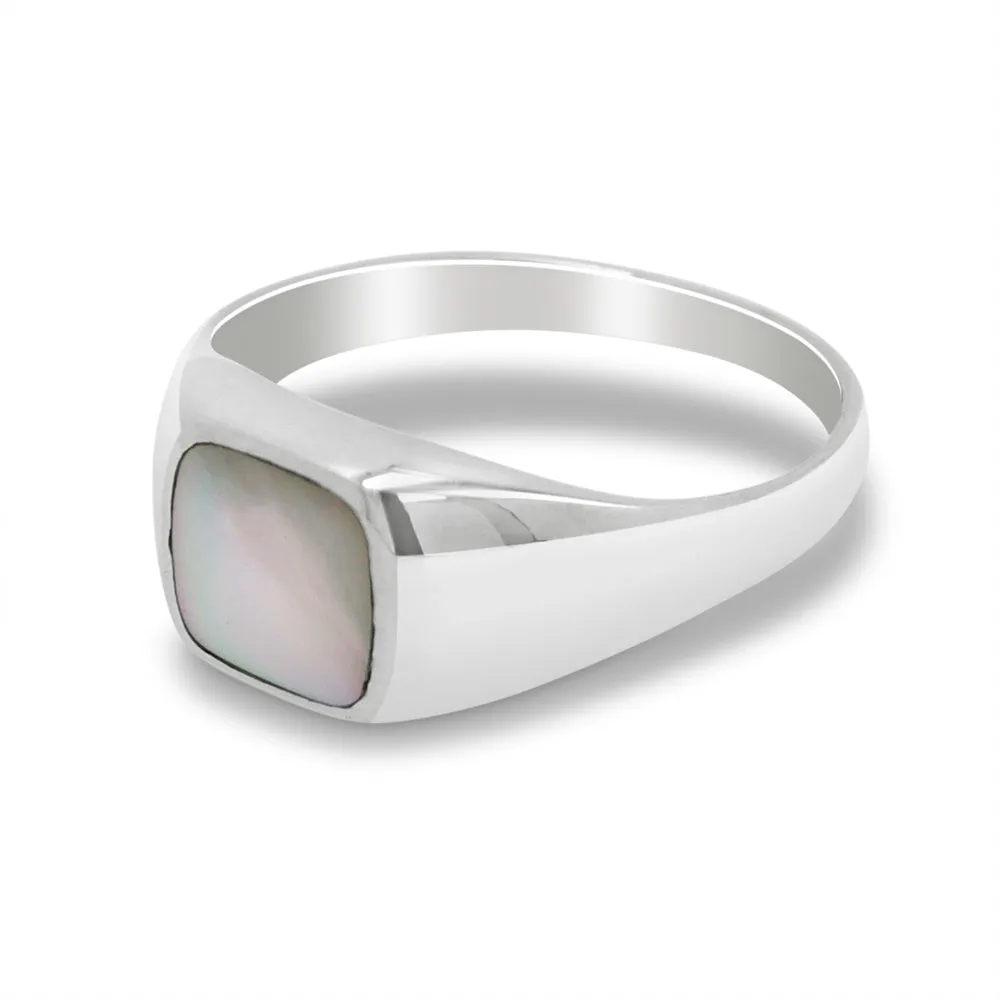 Mother of Pearl Rounded Signet Ring
