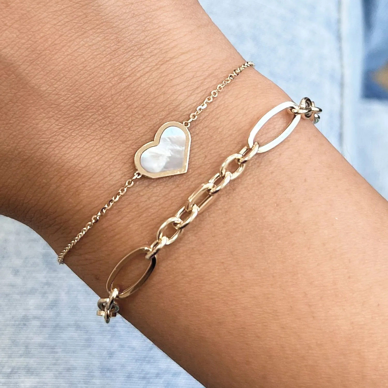 Mother of Pearl Single Heart Bracelet