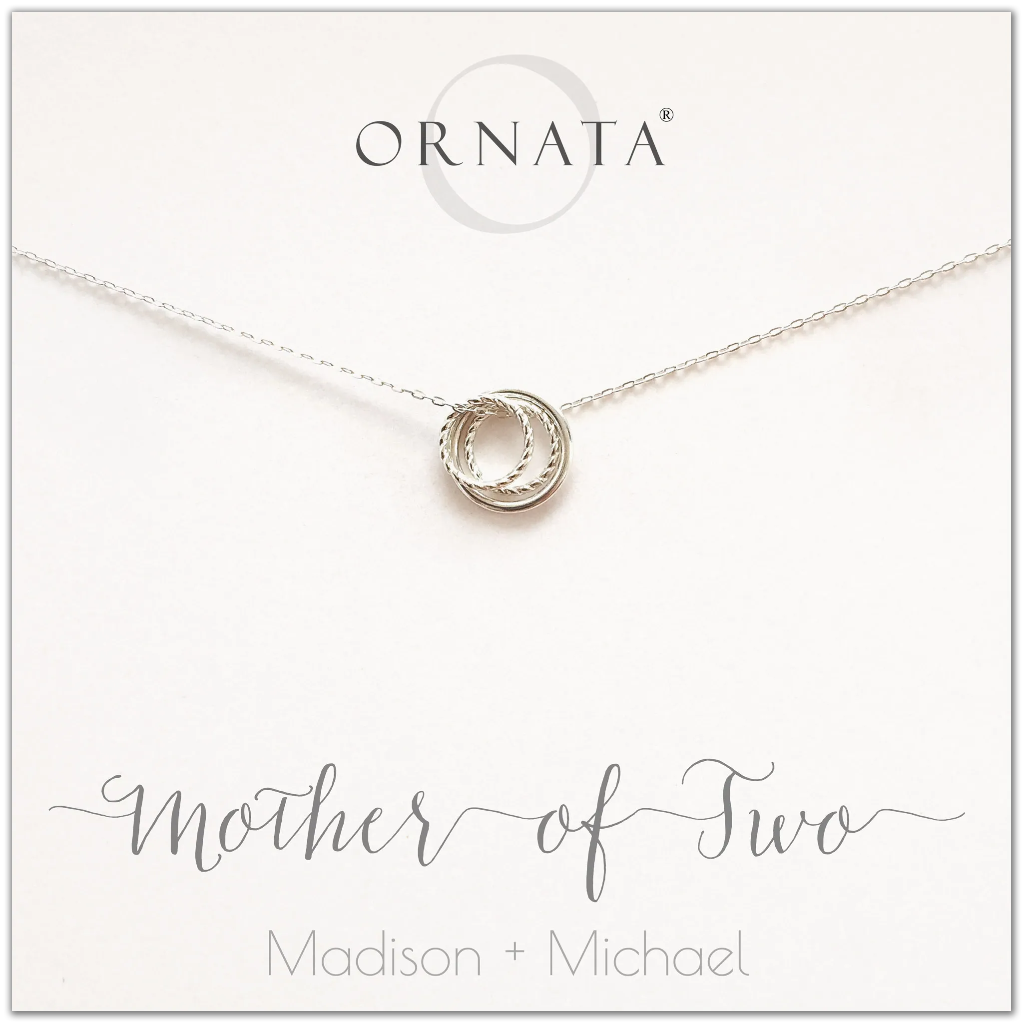 “Mother of Two” Sterling Silver Necklace | One Adult & Two Children