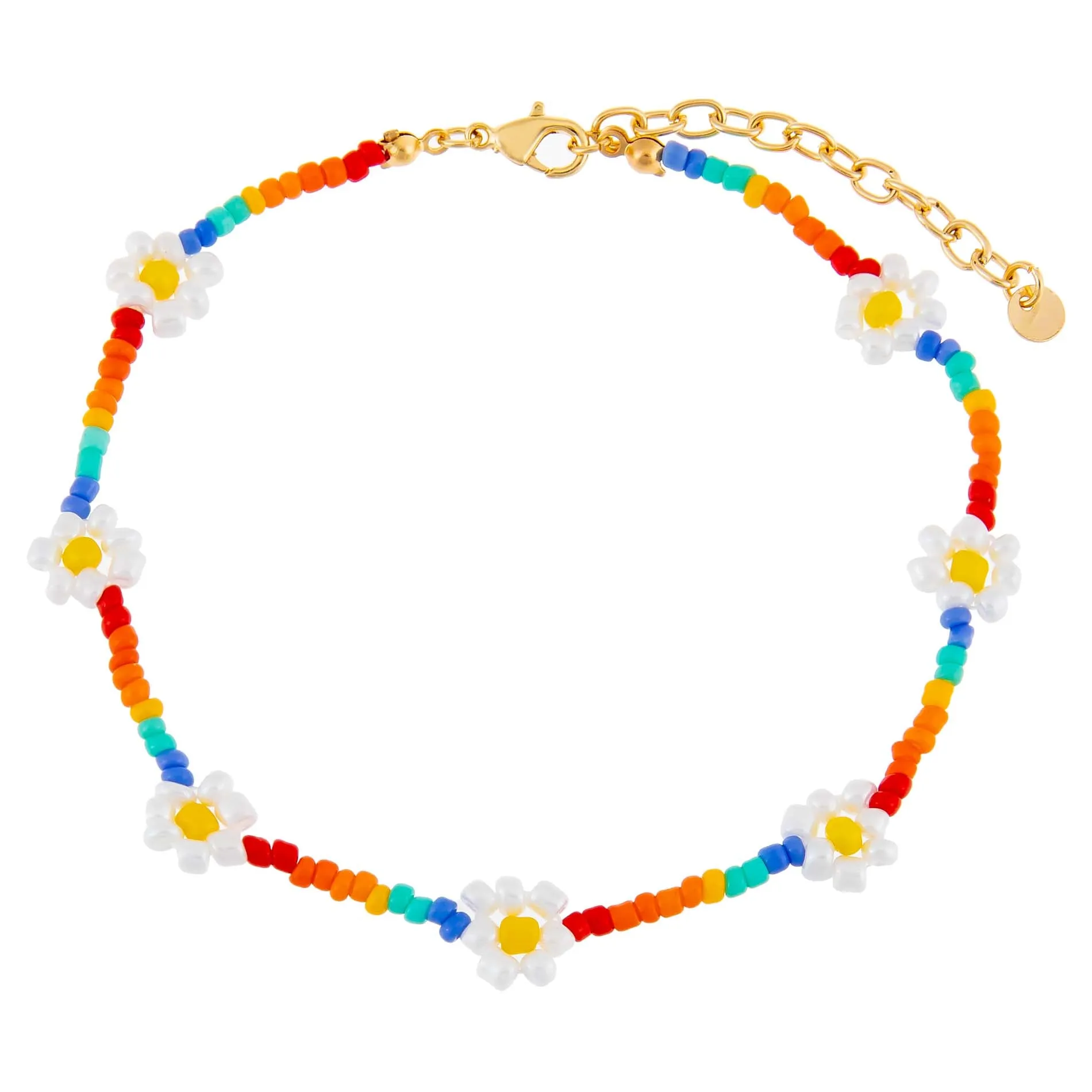 Multi Color Flower Beaded Anklet