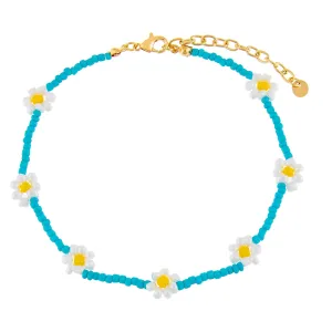 Multi Color Flower Beaded Anklet