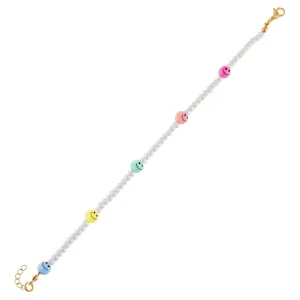 Multi Pastel Smiley Face Pearl Bracelet