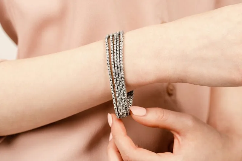 Multi Strand Flexible Diamond Tennis Diamond Bracelet with 16.50 ct.(finished) 2.5mm