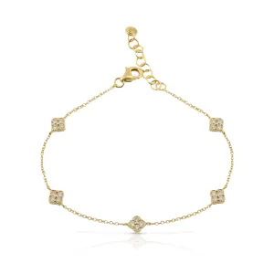 Multiple Diamond Clover Diamond Bracelet