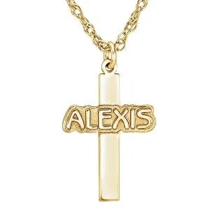 Nameplate Monogram Cross Necklace 86142