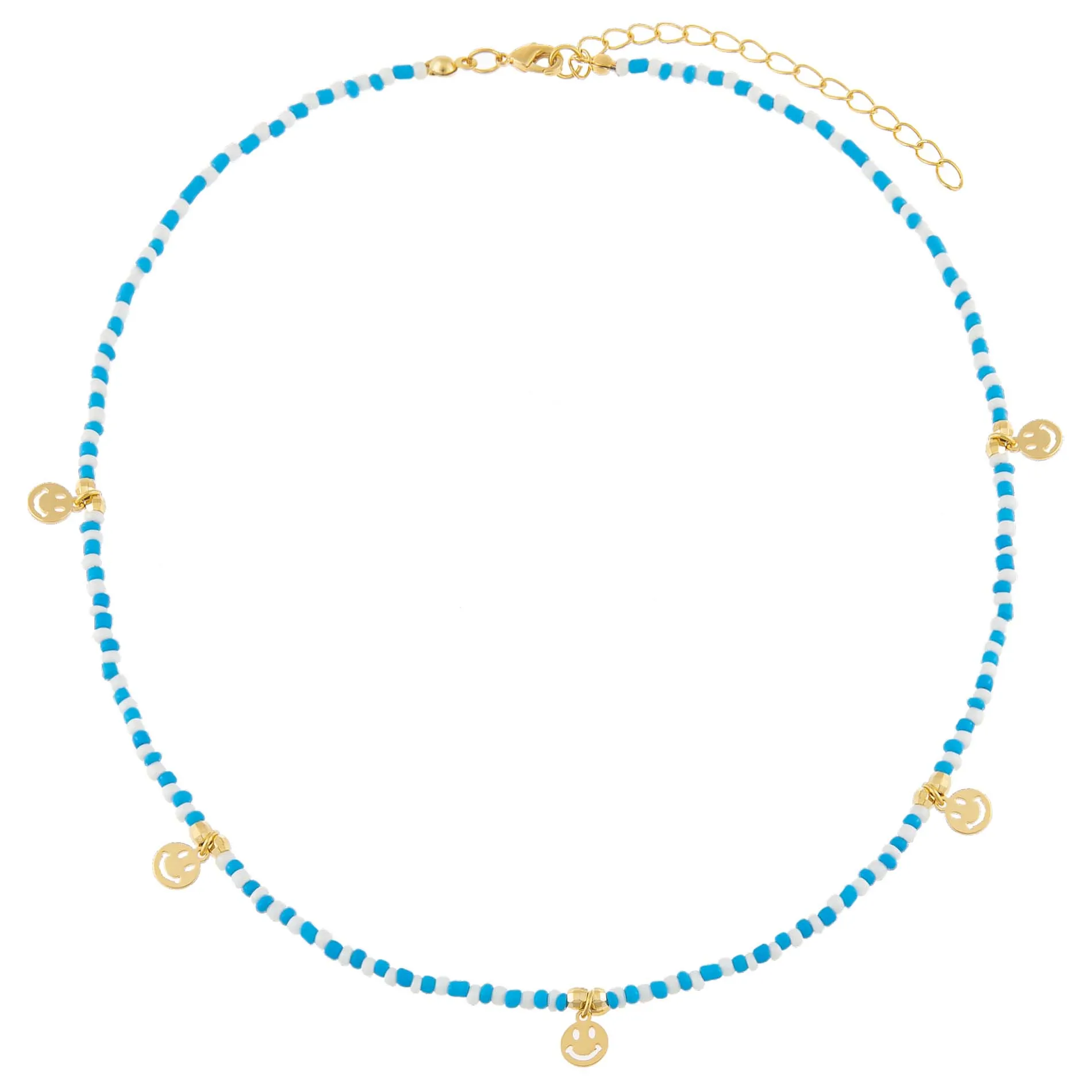 Neon Smiley Face Beaded Necklace
